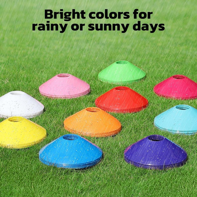 GHB Soccer Cones 25/50/100 Pack Disc Soccer Sport Cones Training Field Marker Agility Cones for Traffic, Basketball, Coaching, Practice Equipment Includes Cone Drills Guide - Image 5